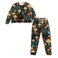 thumbnail image 2 of DISNIMO Mushroom Print Women Pajama Set 2 Piece Sleepwear Tops with Long Pants Casual Soft Pjs Lounge Set Long Sleeve Loungewear Crew Neck Nightwear with Pockets, S, 2 of 7