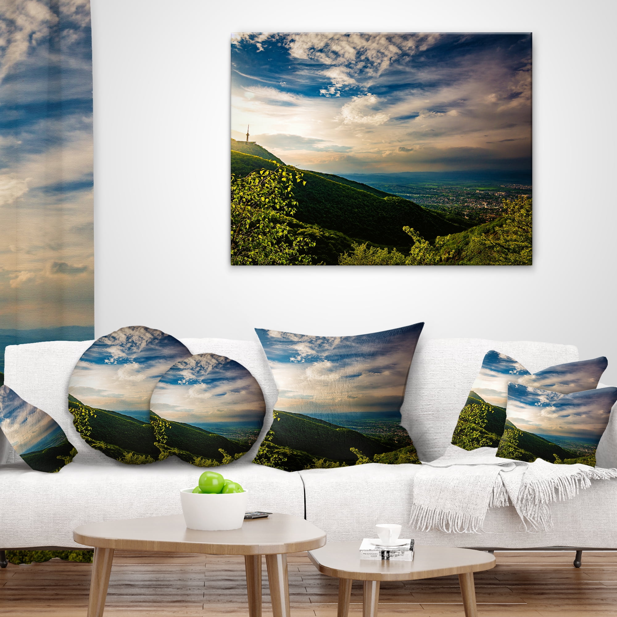 Designart Vitosha Mountain over Sofia Bulgaria - Landscape Printed Throw Pillow - 16x16