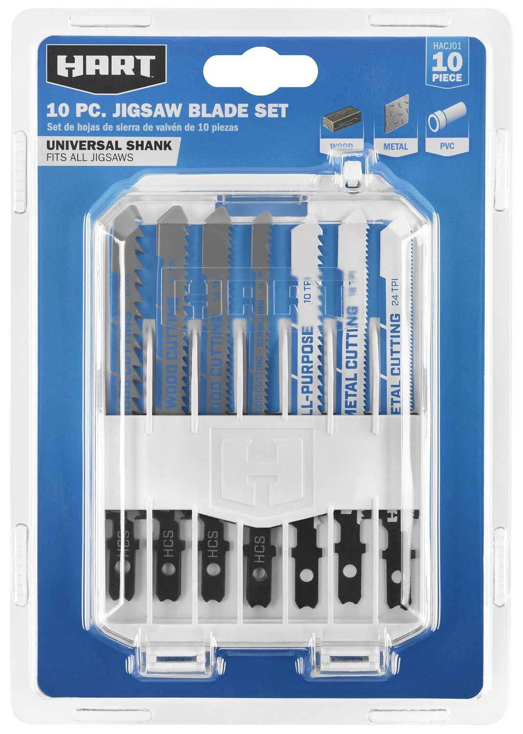Hart Box Blade HART 10-Piece Assorted Jigsaw Blade Set with Storage Case, Universal ...