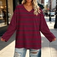 thumbnail image 4 of Kezqiaxn Womens Tops Striped Long Sleeve Fall V-Neck Loose Shirts Blouses for Women Dressy Casual Plus Size Fashion, 4 of 5