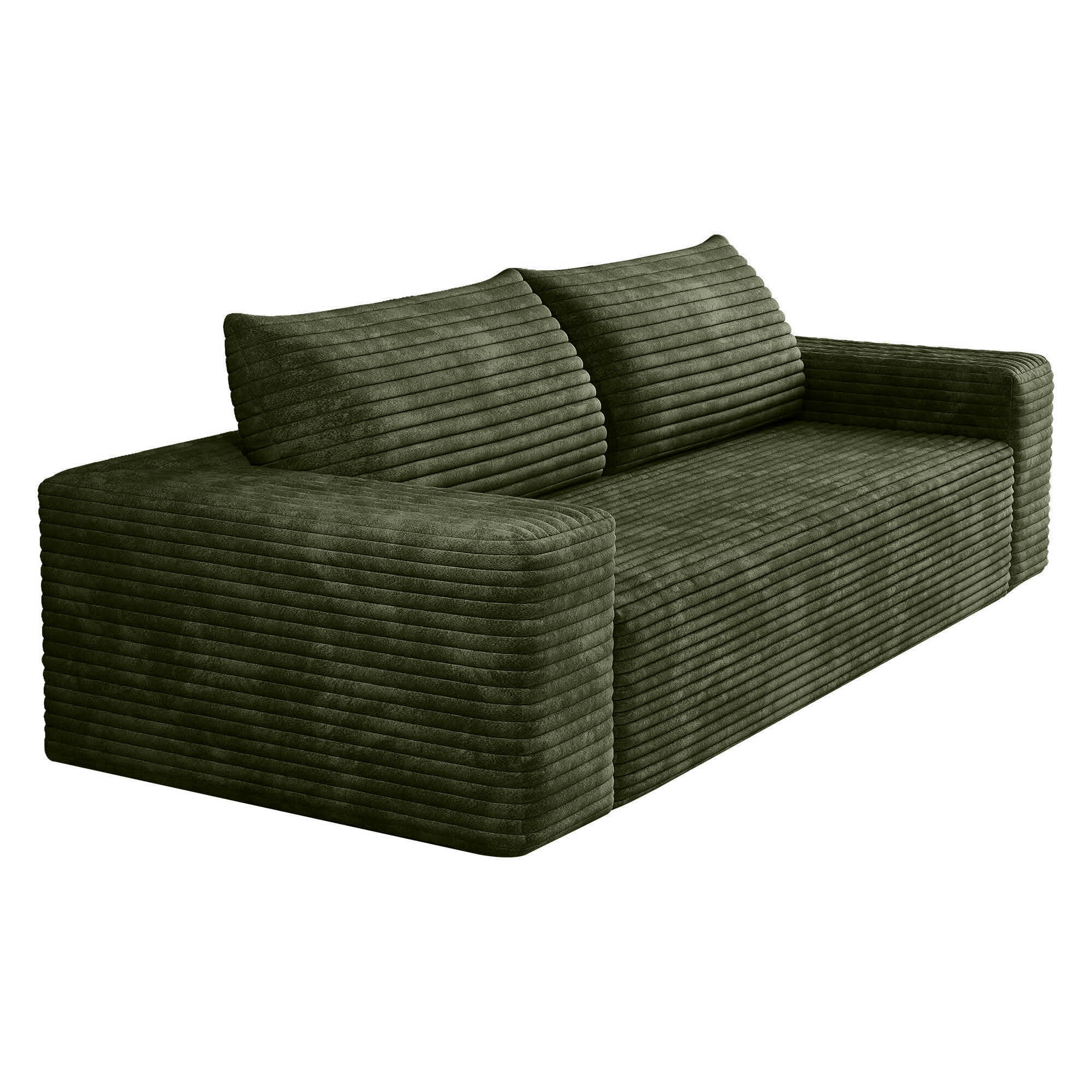 MAYEERTY 63" 2-Seater Sofa Green Corduroy Deep Seat No Assembly Living Room/Bedroom/Conference Room