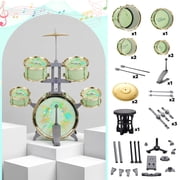 Lictin Kids Drum Set for Toddlers, Beginners Jazz Drum Set with Lights, Stool, Cymbal and Drumsticks, Educational Musical Instrument Toys Gift for Boys Girls Ages 2-6