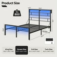 thumbnail image 2 of Bestier Queen Size Bed Frame with LED Headboard & Charging Station, Metal Platform Bed with Adjustable Under Bed Storage, Black, 2 of 11