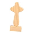 thumbnail image 3 of jicheng Cross Statue Wood Figurine with Base Collection Sculpture Tabletop Ornament for Hallway Housewarming Desktop Fireplace Family, 3 of 9