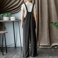 thumbnail image 5 of Olyvenn Women's Casual Jumpsuits Ribbed Front Pocket Loose Overalls One Piece Sleeveless Wide Leg Long Pant Rompers Dark Gray M, 5 of 5