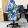 thumbnail image 3 of SCRAWLGOD Wolf Mountain Print Blue Print Gaming Chair Cover, Breathable Computer Chair Cover with Armrest Covers Washable Slipcover for Gaming Rotating Chair with Elastic Band, 3 of 7