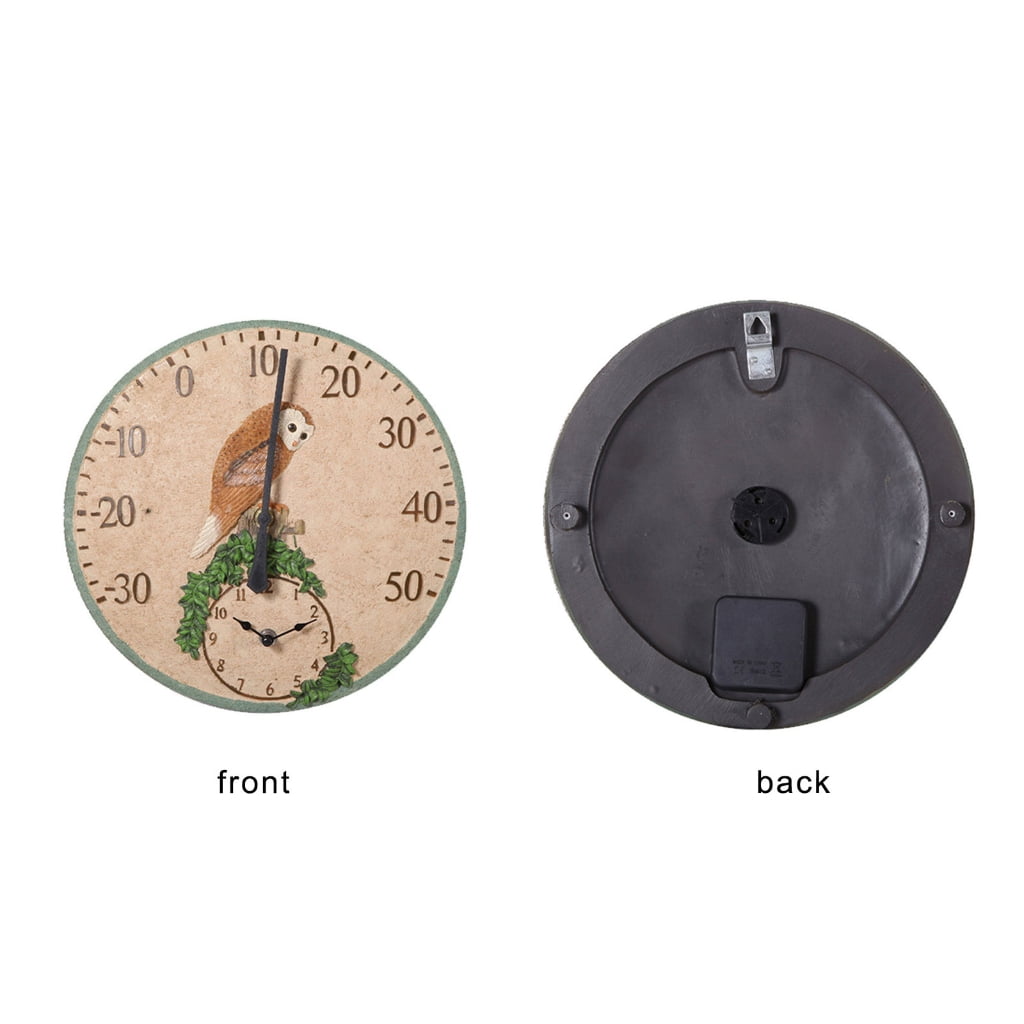 Outdoor Indoor Wall Clock with Thermometers Battery Operated Clock Hanging Digital Weather Thermometers Garden Decors
