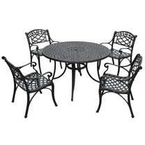 Outdoor Dining Set 5pc Patio Table & Armchairs - Black Cast Aluminum Furniture Set