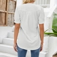 thumbnail image 4 of T Shirts For Women Womens Tops V Neck Tops Puff Short Sleeve T Shirt Pleated Floral Printed Tunic Blouse Shirts, 4 of 7
