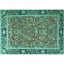 Ahgly Company Indoor Rectangle Persian Turquoise Blue Traditional Area Rugs, 5' x 7'