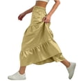 thumbnail image 4 of Atogsazn Kids Girls Summer Skirt Children's Casual Pleated High Waisted Dresses Boho Flowy Dress Outfit Clothes 03-Green 7-8Years Fashion, 4 of 5