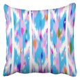 thumbnail image 1 of BSDHOME Bleu Abstrait Ikat Design Coloré Classique Damas Ethnique Graphique Moderne Multicolore Taie d'Oreiller Housse de Coussin 18x18 Pouces, 1 of 1