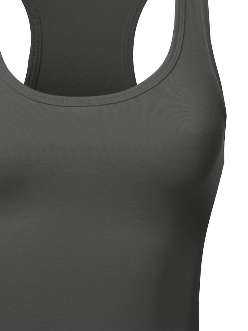 A2Y Women's Basic Cotton Casual Scoop Neck Cropped Racerback Tank