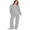 Gray, variant on LYMAYTER S-2XL Women Long Sleeve Sets V-Neck Sweatshirt Wide-Leg Joggers Sets Casual Cozy Outfit