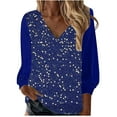 thumbnail image 3 of JURANMO Sequin Velvet Tops for Women Glitter Sparkly Blouse Long Sleeve Dressy Evening Party Holiday Shirts Fashion Shimmer Outfits Blue XXL, 3 of 7