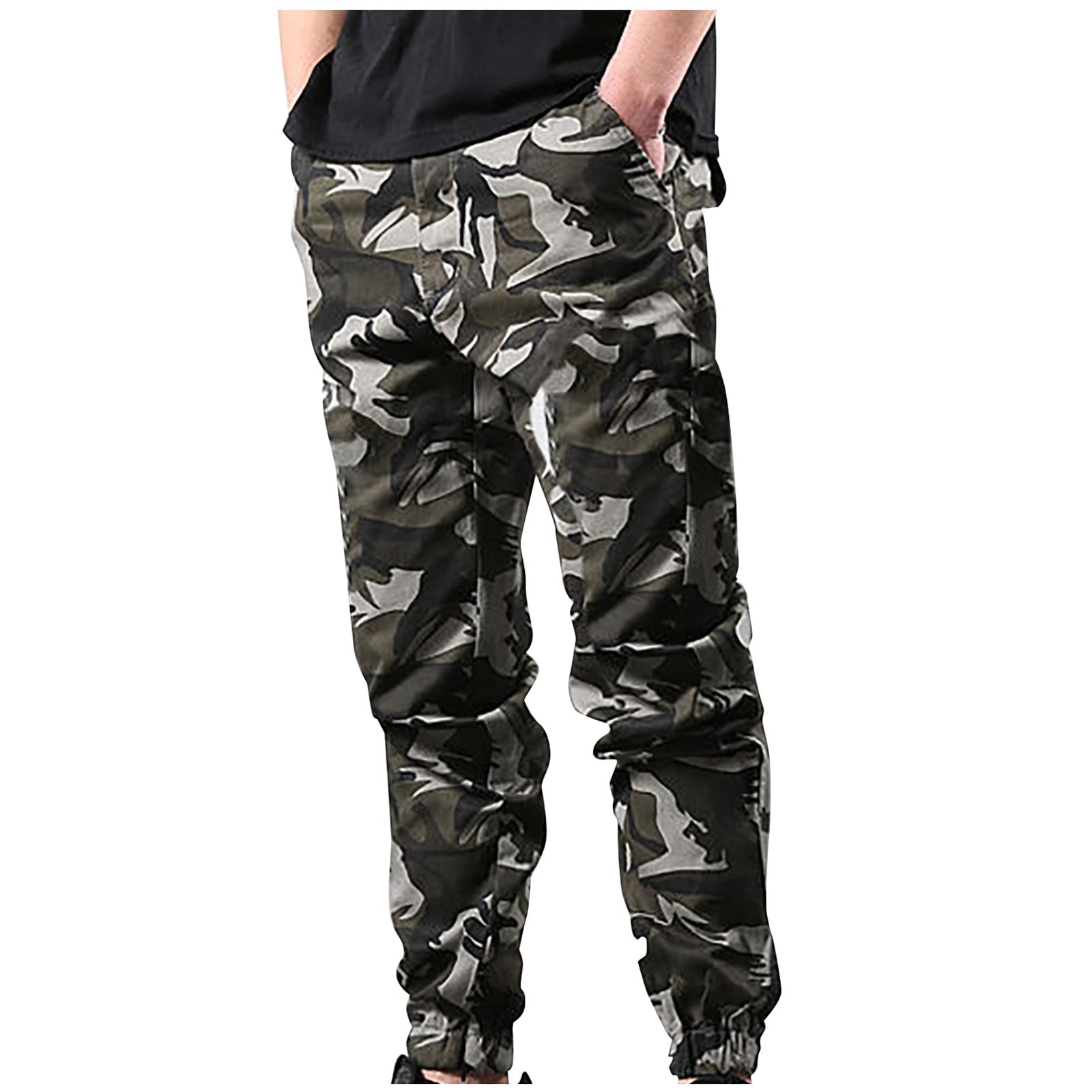 Men's Casual Cargo Pants Military Army Camo Pants Combat Work Pants with  Pockets Hiking Camping Fishing Running Athletic Active Jogger Pant  Clearance