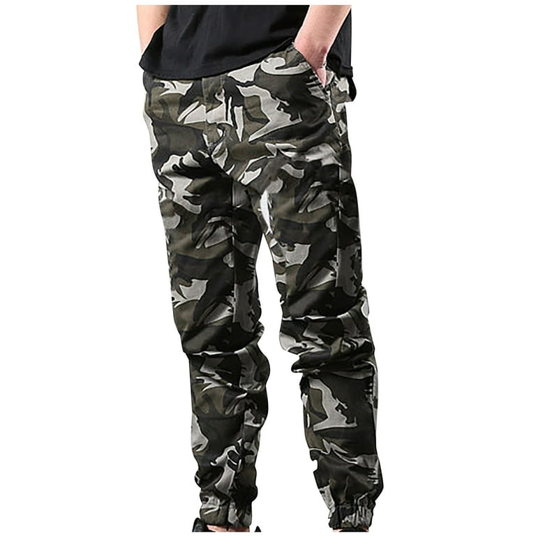 Men's Casual Cargo Pants Military Army Camo Pants Combat Work Pants with  Pockets Hiking Camping Fishing Running Athletic Active Jogger Pant  Clearance Sale White XL 
