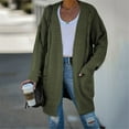 thumbnail image 2 of Tuphregyow Women Fall Long Sleeve Cable Knit Sweater Loose Outerwear Solid Open Front Cardigan Casual Lightweight Slouchy Leisure Oversized Trendy Army Green XL, 2 of 9
