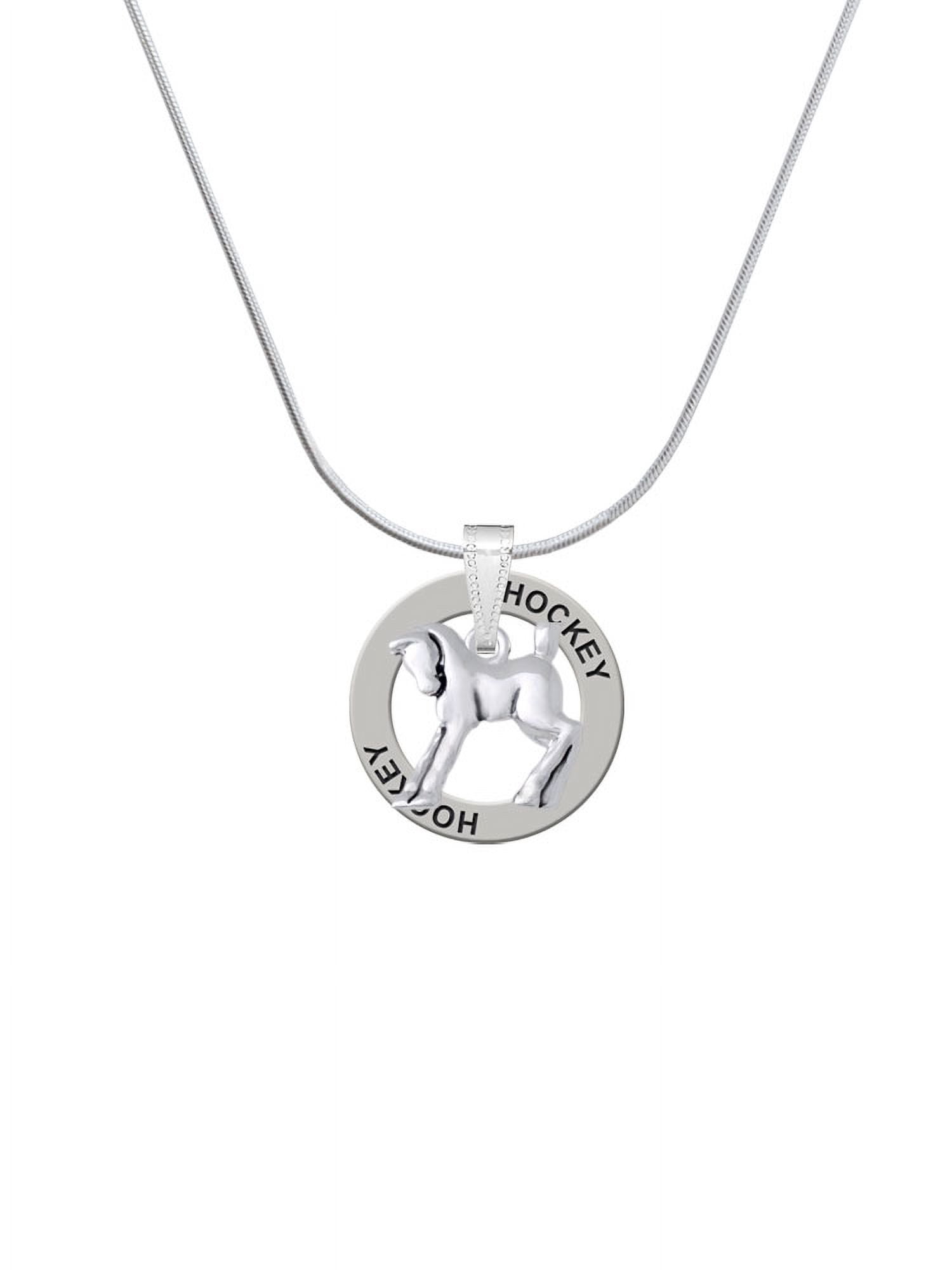 Delight Jewelry Silvertone Equestrian Horse Hockey Ring Charm Necklace, 18"