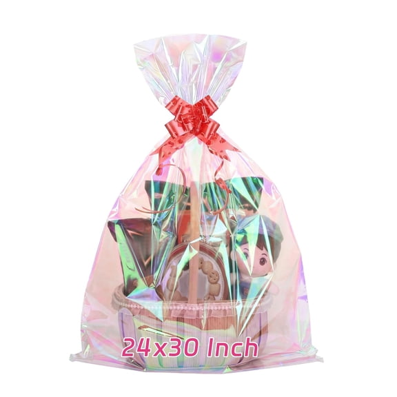 Cellophane Bags for Gift Baskets 24x30 Inch 3 PCS Large Clear Gift Bags Cellophane Wrap for Mothers Day Graduation Gifts Basket Stuffers Stuffed Animal Birthday Baby Bridal Shower