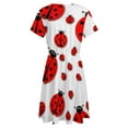 thumbnail image 5 of Ladybug Dress Summer Street Style Dresses Female Short Sleeve Printed Sundress, 5 of 7