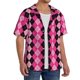 thumbnail image 2 of Balery pink and black argyle Camisa Casual de Manga Corta con Botones para Hombre, Texturizada, Estilo Cubano, para Playa, Verano-XX-Large, 2 of 5