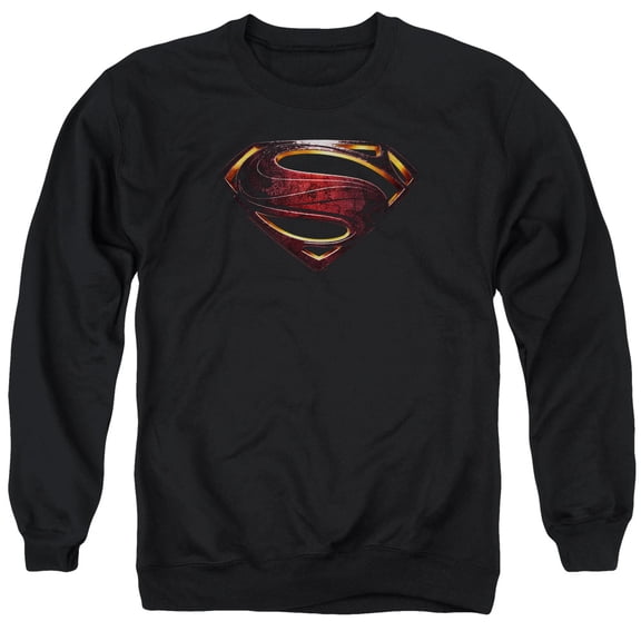 Trevco Sportswear JLM118-AS-6 Justice League Movie Superman Logo Adult Crewneck Sweatshirt, Black - 3X