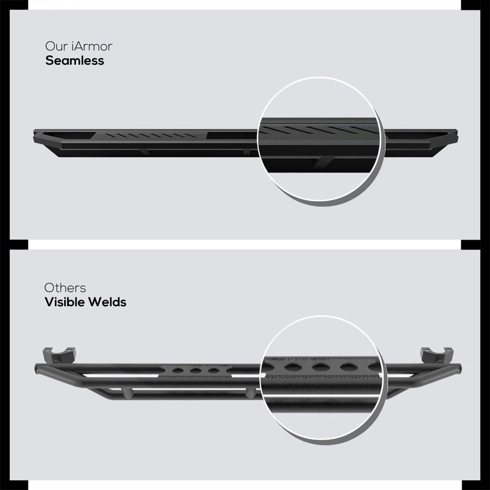 APS 6.5in Side Armor Stainless Steel Running Boards Compatible with Dodge Ram 1500 2002-2008 Quad Cab & 2500 3500 03-09 (Exclude Daytona Rumble Bee and SRT-10 Models) (Nerf Bars Side Steps)