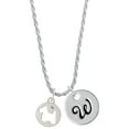 thumbnail image 1 of Delight Jewelry Silvertone Scottie Dog Silhouette Silvertone Script Initial Disc - W - Charm Necklace, 20"+3", 1 of 4