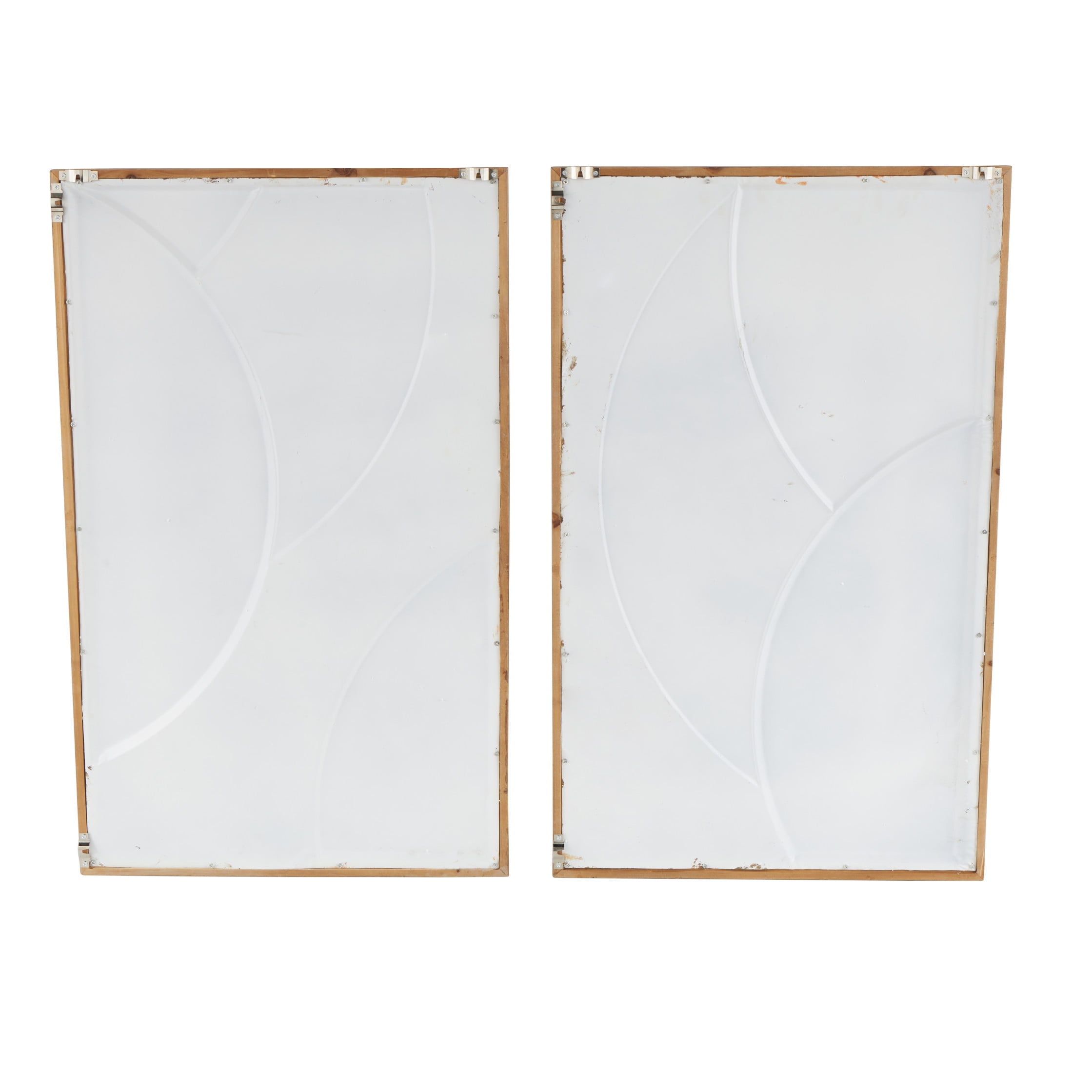 DecMode Brown Wood Overlapping Circles Geometric Wall Decor with Orange and White Accents (2 Count)