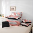 thumbnail image 6 of jejeloiu Modern Geometric Striped 7pcs Bedding Comforter Set,Pink White Gray Queen Bedding Sets For Girls Kids Reversible, 6 of 8