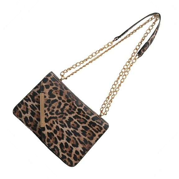 URTERYSER Leopards Print Shoulder Bag Fashionable Chain Crossbody Bag PU Leather Underarm Purse Satchel Handbag For Trendy Women Brown