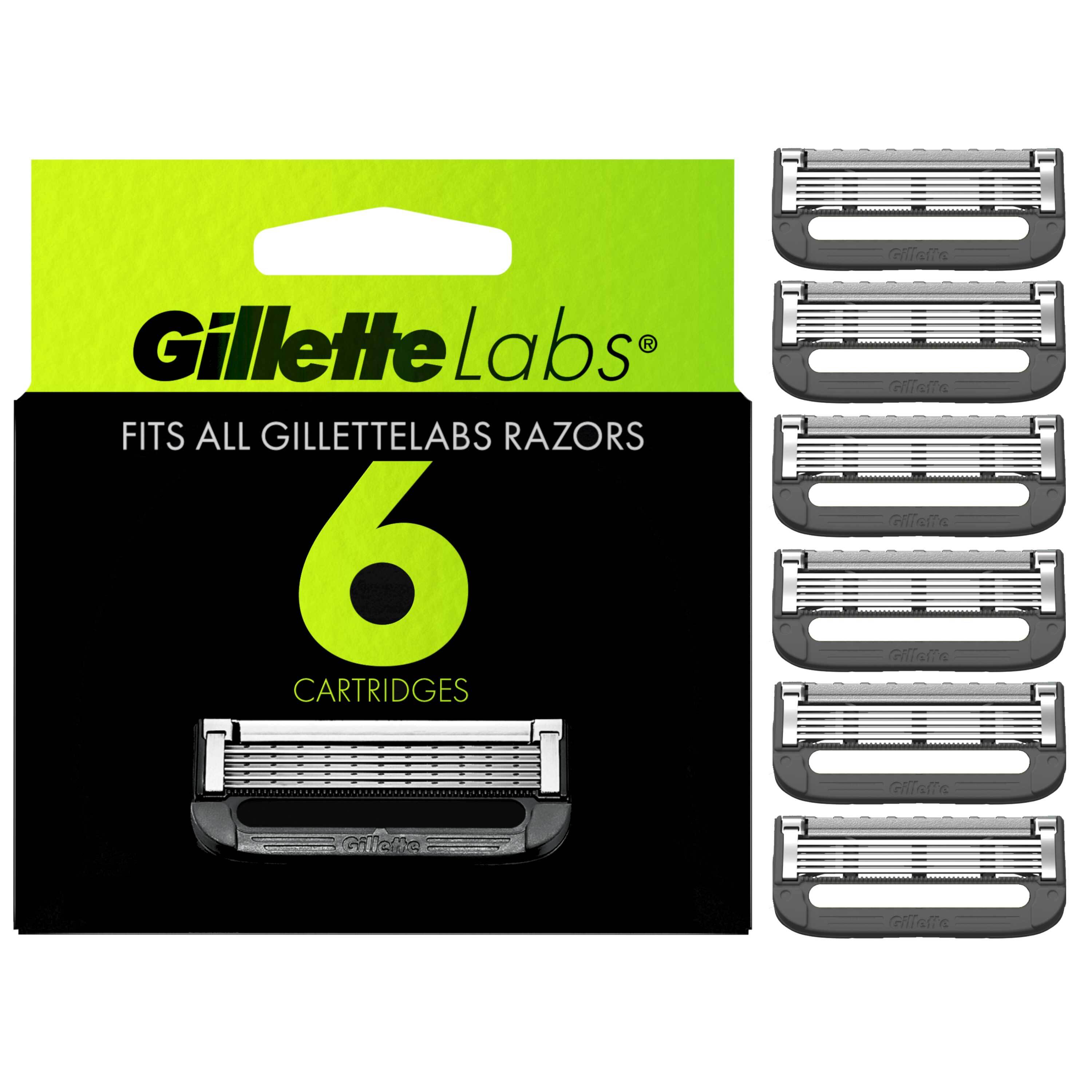Gillette Labs Men's Razor Blade Refills with Exfoliating Bar, 6 Refills