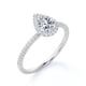 thumbnail image 4 of JeenMata Anillo de Compromiso de 1,25 Quilates con Halo de Diamantes y Moissanita de Talla Pera en Oro Blanco de 10 K, 4 of 6