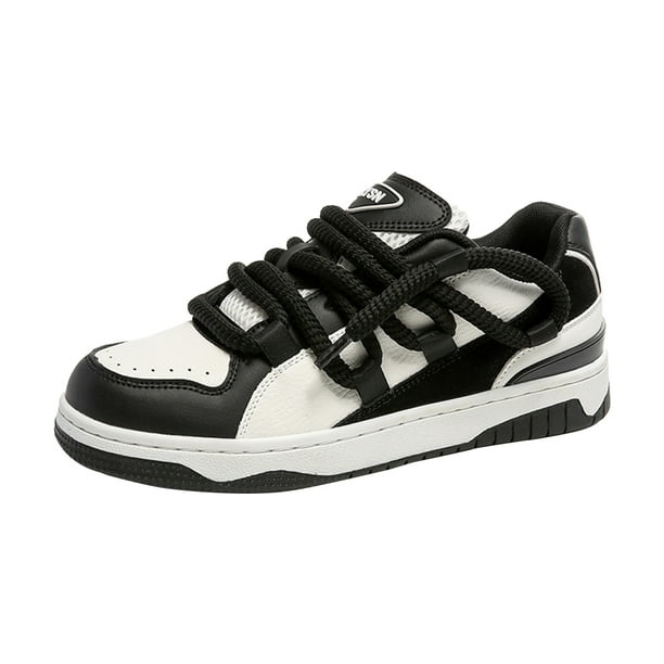 Zapatillas de deporte para hombre con cordones de cuero PU resistente al desgaste para primavera otoño (43) Negro Ndcxsfigh Tenis De Mujer Tenis De Hombre