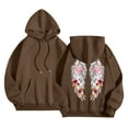 thumbnail image 4 of felwors Oversized Angel Wings Graphic Hoodie for Teens & Young Adults - Trendy Y2K Preppy Long Sleeve Sweatshirt with Heart & Rose Accents & Pockets(Coffee, XL), 4 of 5