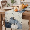 thumbnail image 2 of Navy Blue Pumpkin Fall Cotton Linen Rectangle Table Runners 13"x48", Thanksgiving Botanical Maple Leaf Coffee Table Runner Dresser Scarves Luxury Table Runners for Wedding Party Banquet Dinner Decor, 2 of 8