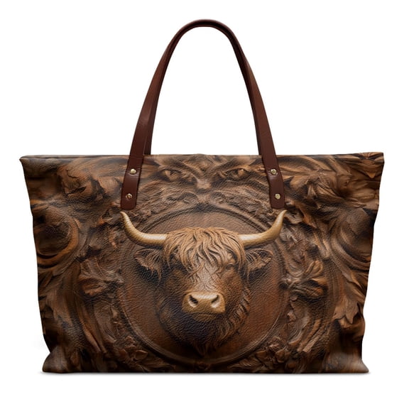 ZUXONGSY Leather Highland Cow Print Top Handle Bag for Women Pu Leather Top Handle Tote Bag Casual Satchel Handbags with Zipper for Shopping Work