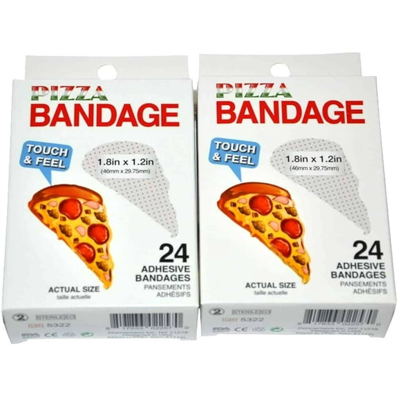 BioSwiss Novelty Pizza Fun Bandages (2 Boxes of 24 Bandages)
