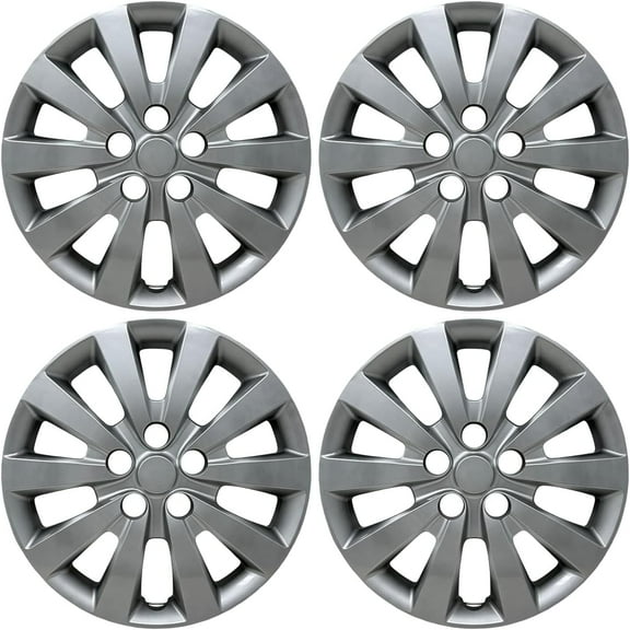 HubStar Hubcaps Fits Nissan Sentra 2013-2019, Leaf 2013-2018, Premium Replica 16-inch Replacement, Silver, 4 Pieces
