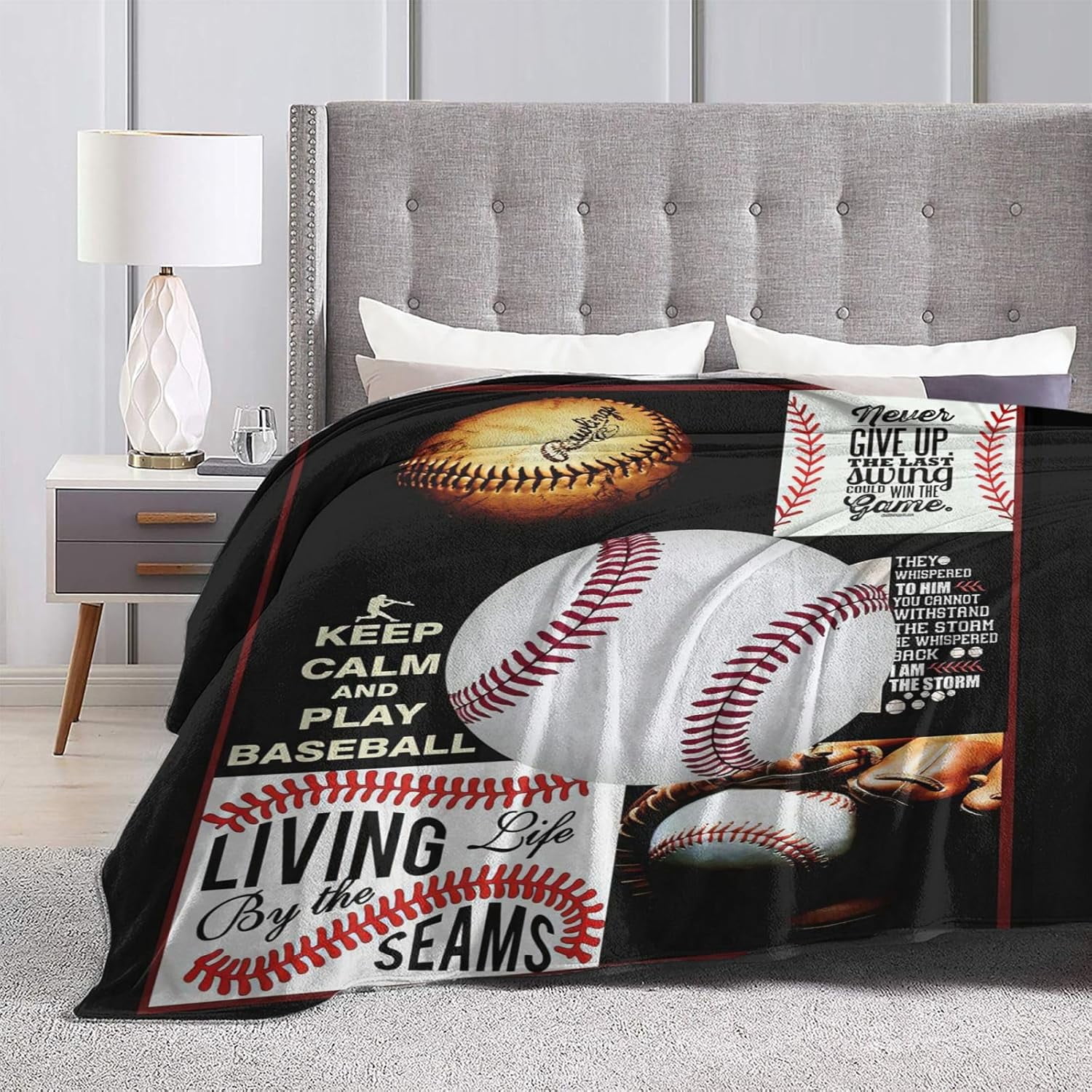 Baseball Blanket Baseball Decor Inspirational Throw Blanket Gifts for Girls Boys Baseball Lover Winter Super Warm Soft Plush Lightweight Fleece Flannel Blanket for Kids Teens Adults Men Women 80"X60"