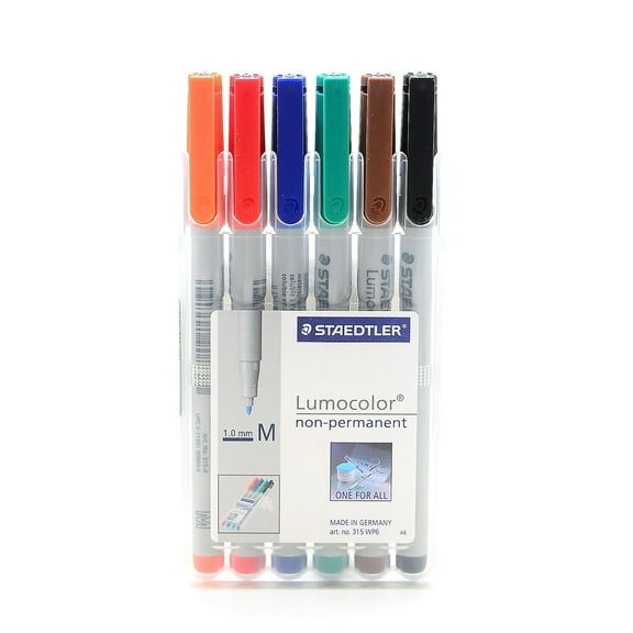 Staedtler Lumocolor Non-Permanent Overhead Projection Markers assorted colors medium 1.0 mm set of 6