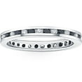 thumbnail image 1 of 1ct Black & White Diamond Eternity Ring 14K White Gold Channel Set Band, 1 of 2