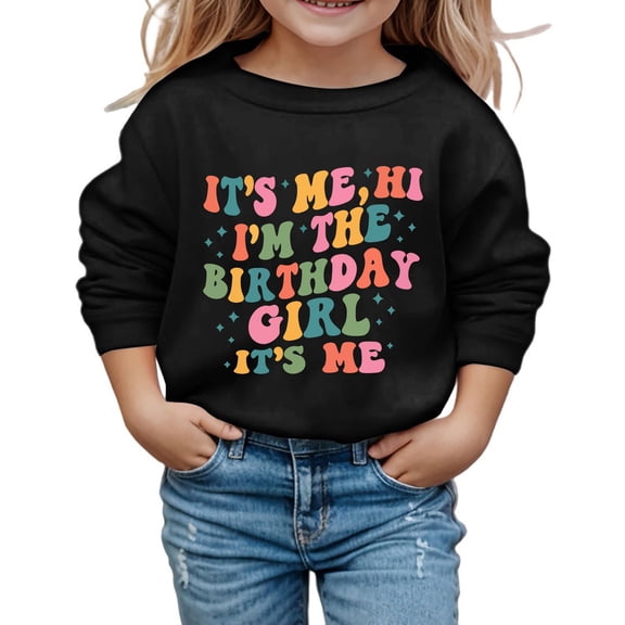 Girls Hoodies Fleece Letter Printed Crewneck Long Sleeve Sweatshirt Top Back To School Outdoor Wear Sweatshirts for Girls Black 3 Years-4 Years