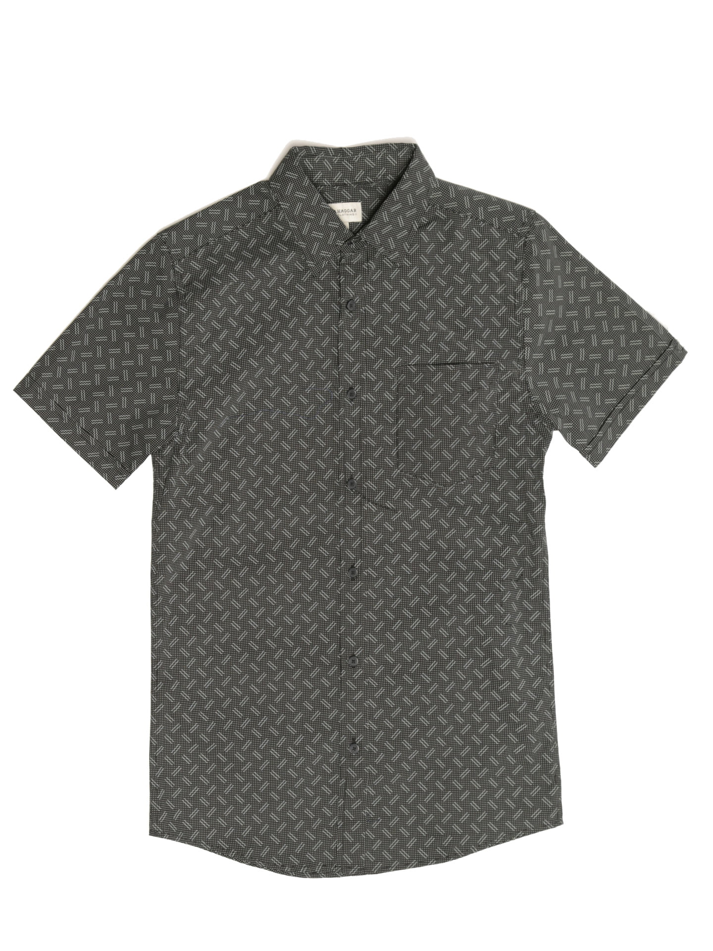 Haggar Men's Short Sleeve Print Button Down, Black, Small - Walmart.com