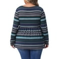 thumbnail image 4 of DARING DIVA Women's Plus V Neck Stripe Peplum Knit Blouse 1X Blue, 4 of 6