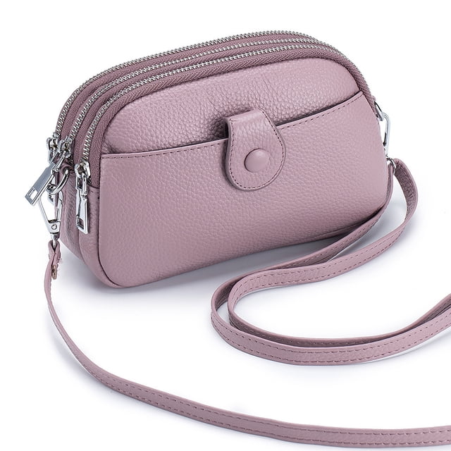 Bolso bandolera de piel auténtica para mujer, bolso pequeño de gran capacidad, bolso para teléfono móvil, mini bolso de hombro de piel de vaca, bolso cuadrado pequeño