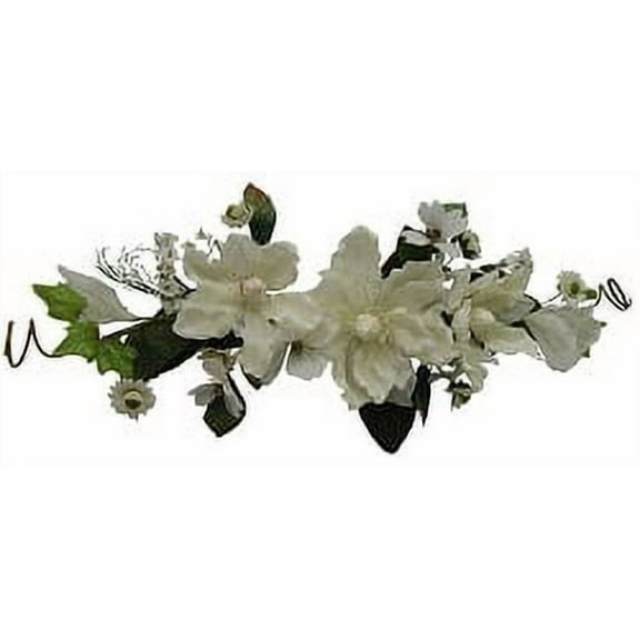 Off-White Magnolia 26in Artificial Polysilk Fake Flower Hand Wrapped Crinkle Sheer Swag for Craft Garden Outdoor Bouquet Arrangement Ceremony Wedding Arch Floral Wall Aisle Decor (Cream, Set of 2)