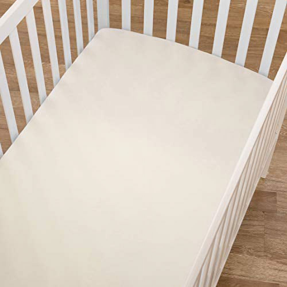 American Baby Company 100% Natural Cotton Value Jersey Knit Fitted Portable/Mini-Crib Sheet, Ecru, 24" x 38" x 5", Soft Breathable, for Boys and Girls, Pack of 3
