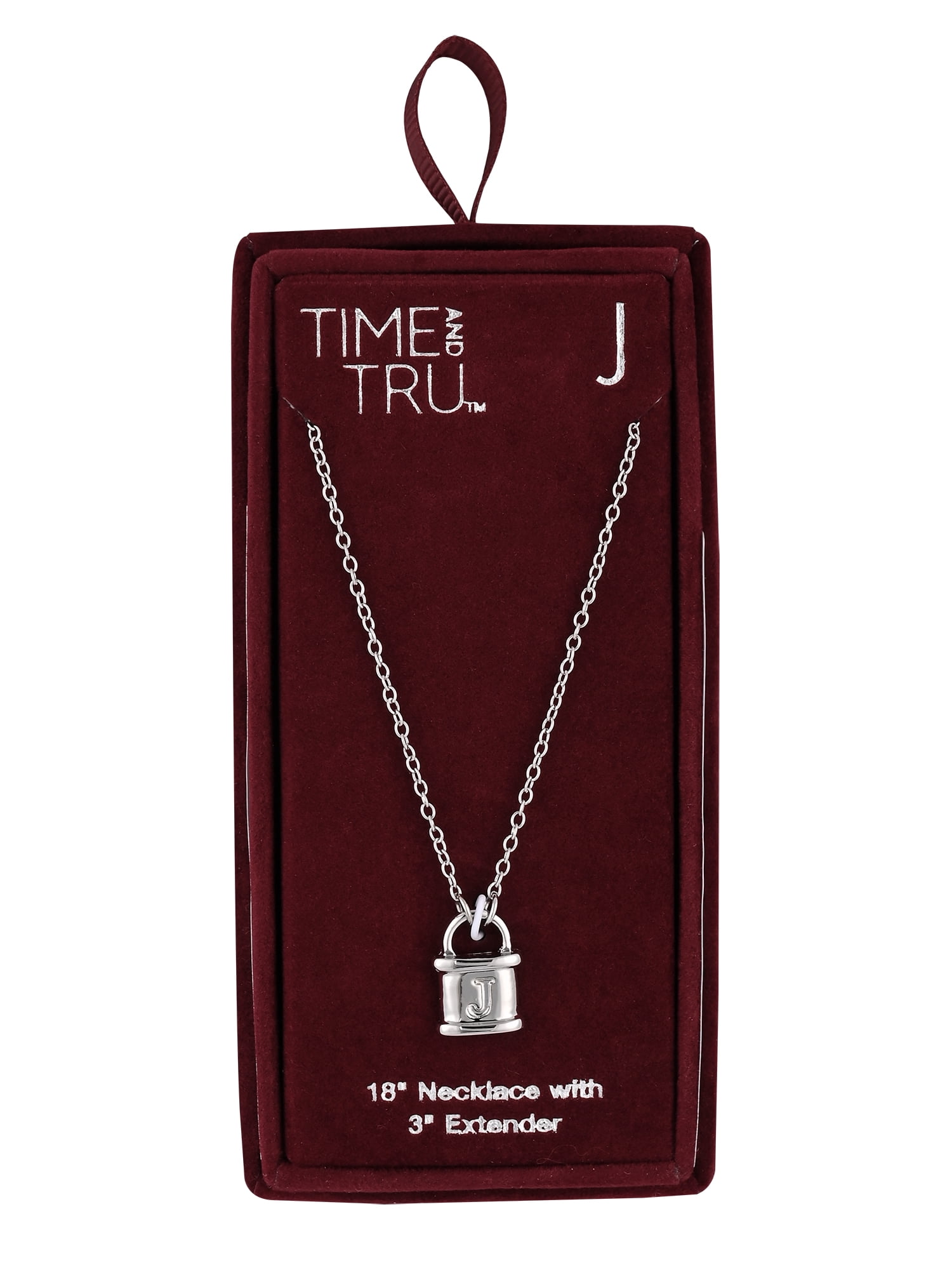 Time and Tru Silvertone Padlock Initial "J" Necklace